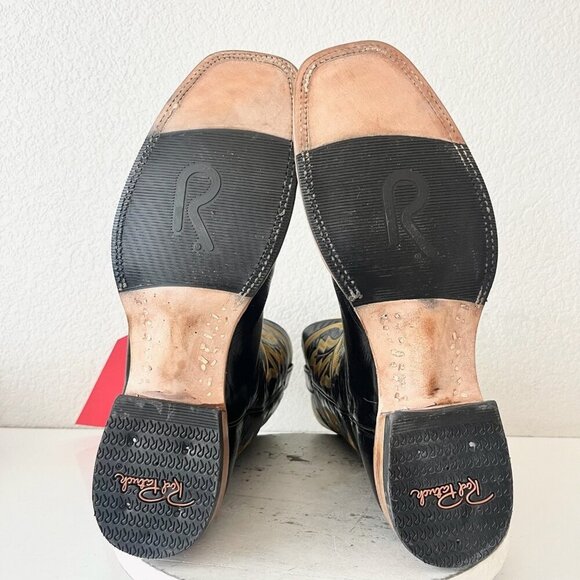 Rod Patrick Mens Cowboy Boots Size 15.5A Black Calf Leather Square Toe Western - Picture 8 of 12